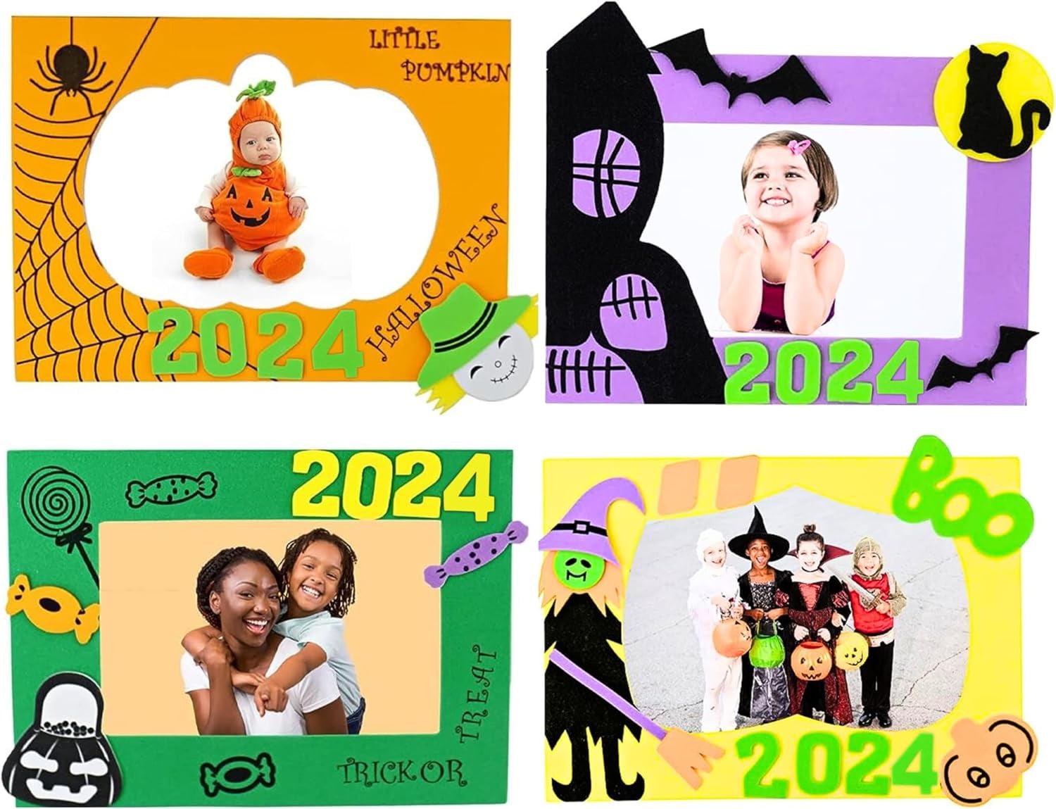 4E’s Novelty Halloween Picture Frame Craft Kit for Kids – 12 pcs 2024 Dated Foam Photo Frames, DIY Photo Frame for Kids, Fall Craft for Kids