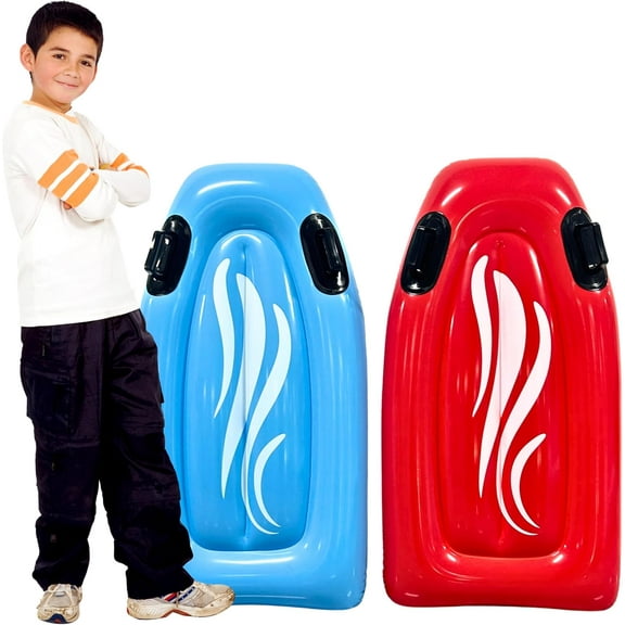 4E's Novelty 2 Pack Inflatable Body Boards with Handles, Beach Pool Summer Toys for Kids & Adults