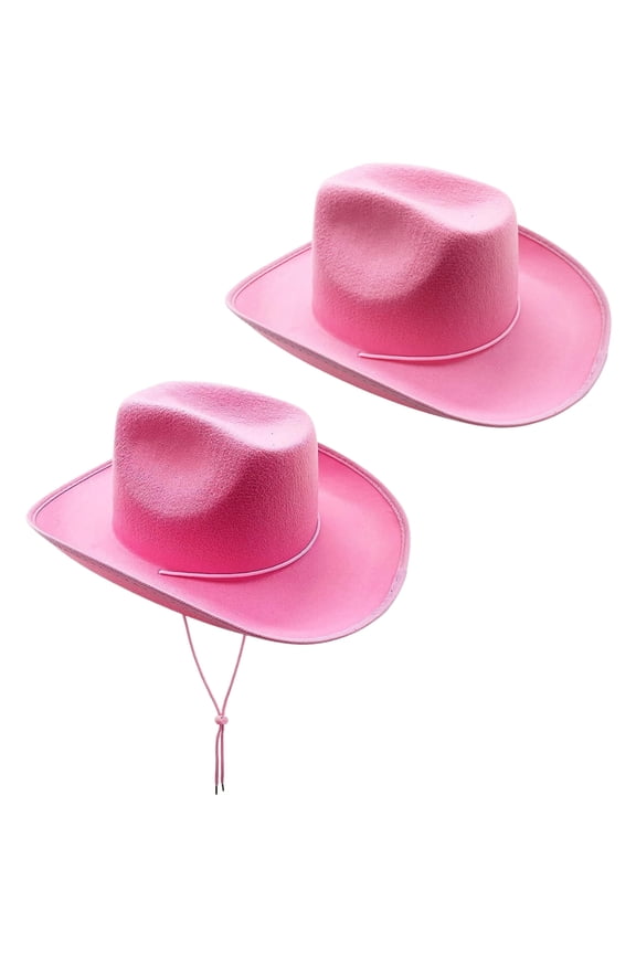 Kids Pink Cowboy Hats Felt - 2 Pack - Fits Boys & Girls Ages 5-12 Yrs, Child Size Pink Cowgirl Hats Western Costume Accessories, Party Dress Up