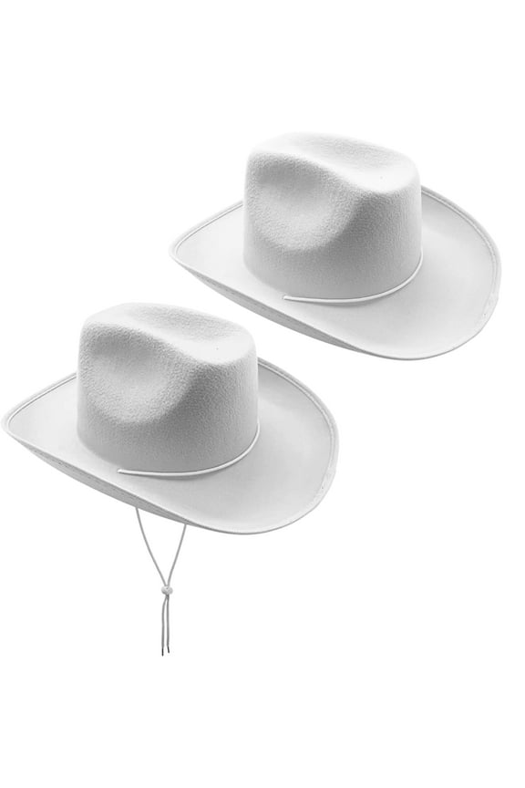 Kids White Cowboy Hats Felt - 2 Pack - Fits Boys & Girls