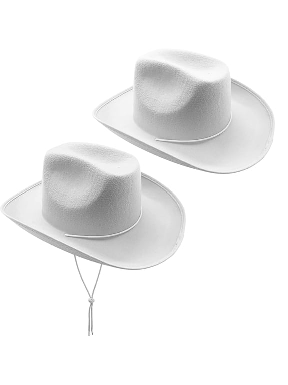 Kids White Cowboy Hats Felt - 2 Pack - Fits Boys & Girls