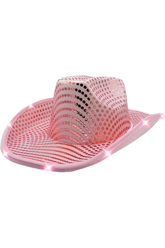 Light Up Pink Cowgirl Hat w/ Sequins for Women & Teens