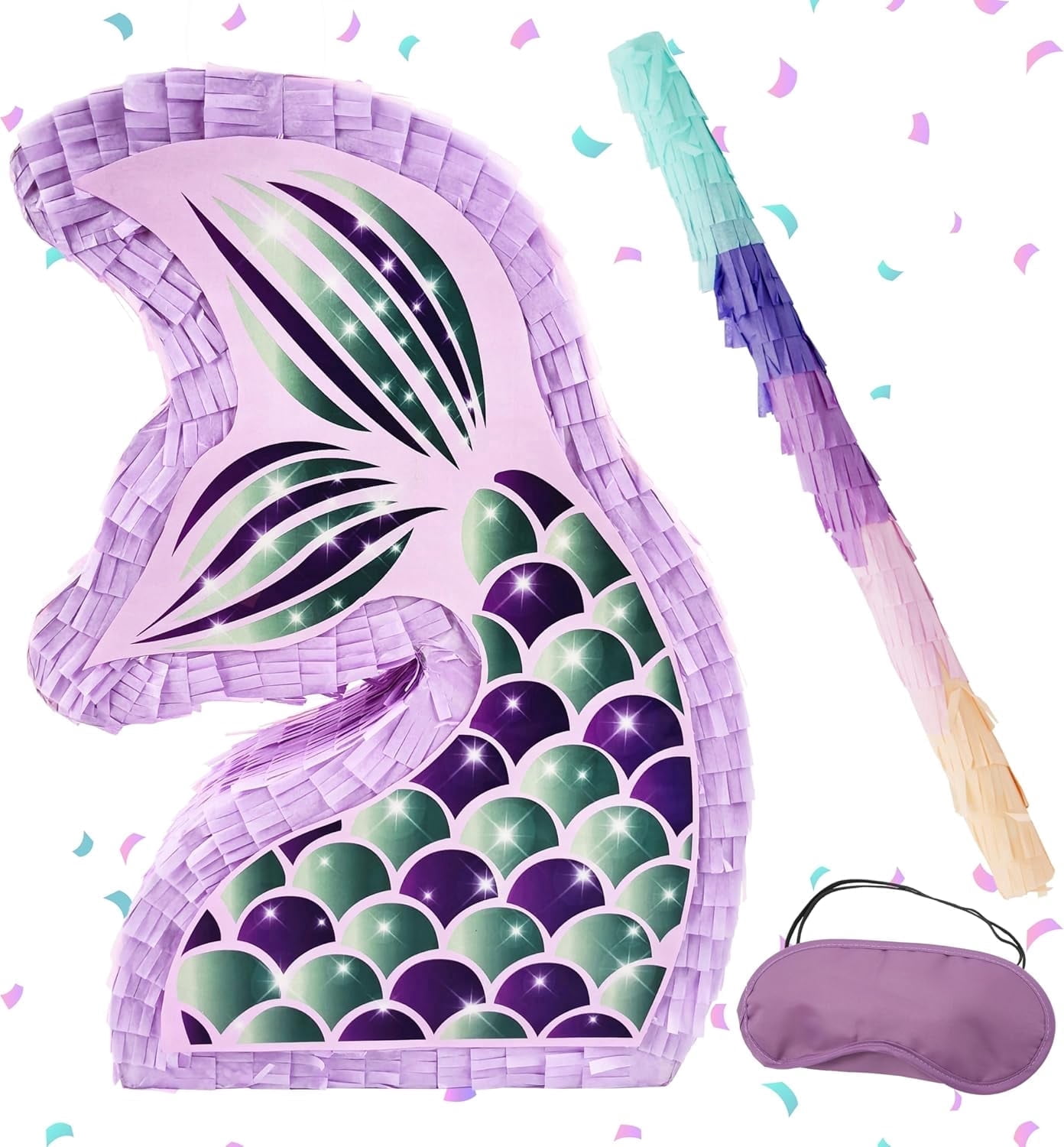 Sentient Pinata 4E's Novelty Violet Mermaid Pinata with Bat & Blindfold - Mermaid ...