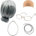 thumbnail image 1 of 4E's Novelty Old Lady Costume for Kids – 5 Pcs Set for 100 Days of School Grandma Dress-Up, 1 of 6