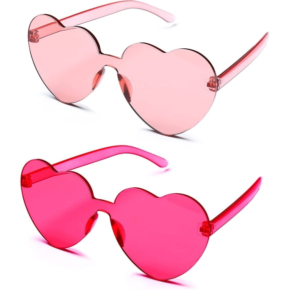 4E's Novelty Pink Heart Sunglasses for Women, 2 Pack for Valentines Day