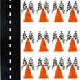 thumbnail image 1 of 4E's Novelty 38 Pieces Set - 12 Traffic Cones With Hole on Top, 24 Checkered Flags, Racetrack Floor Runner - for For Race Car Birthday Party Supplies, Table Centerpiece Decorations Kids Gift, 1 of 8