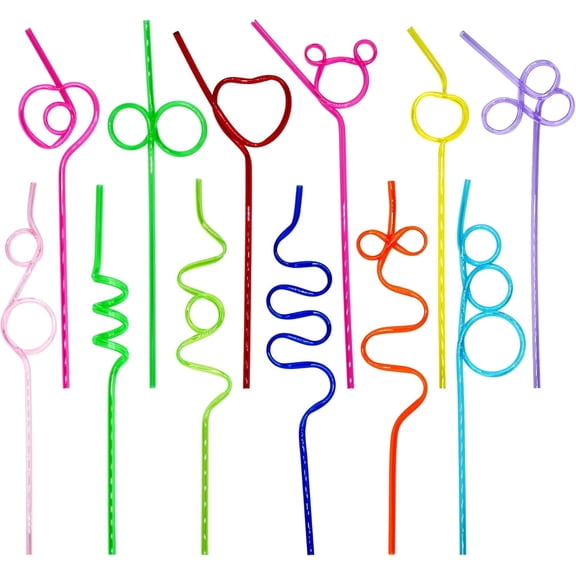 4E's Novelty Reusable Multicolor Twisty Straws, BPA-Free Fun Crazy Straws for Kids & Adults, 24 Pcs