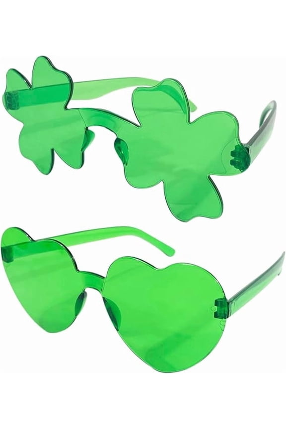 **4E's Novelty Green Shamrock Sunglasses for St. Patricks Day Adults and Kids Party Costume Accessory