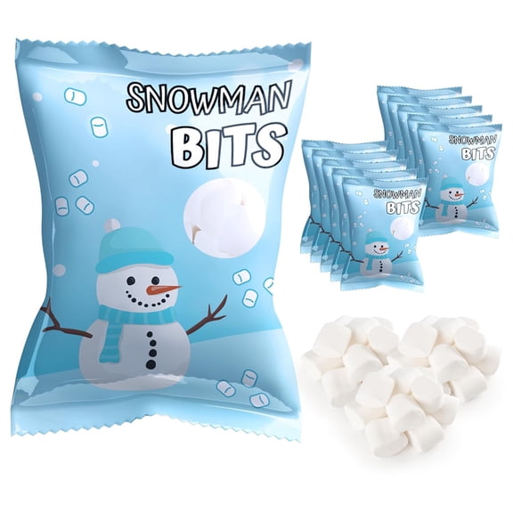 4E's Novelty 50 Pack Snowman Bits Mini Christmas Marshmallows, Vanilla Hot Cocoa Toppers