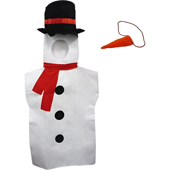 4Es Novelty Snowman Costume Adult - One-Piece Holiday Outfit with Hat & Carrot Nose