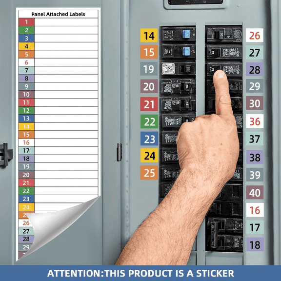 4Ets (80 Labels) Professional Power Panel Circuit Breaker Label Kit, Professional Power Panel Label Stickers - Multi-Colored Circuit Breaker Panel Directory And Numbered Sticky Electrical Labels