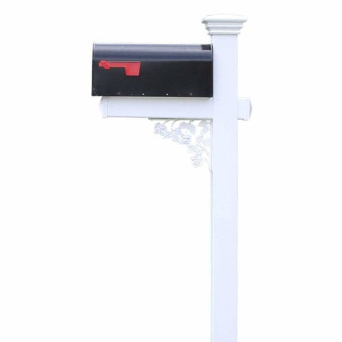 4Ever Products Jefferson White Vinyl Mailbox, 25L x 9W x 76H in