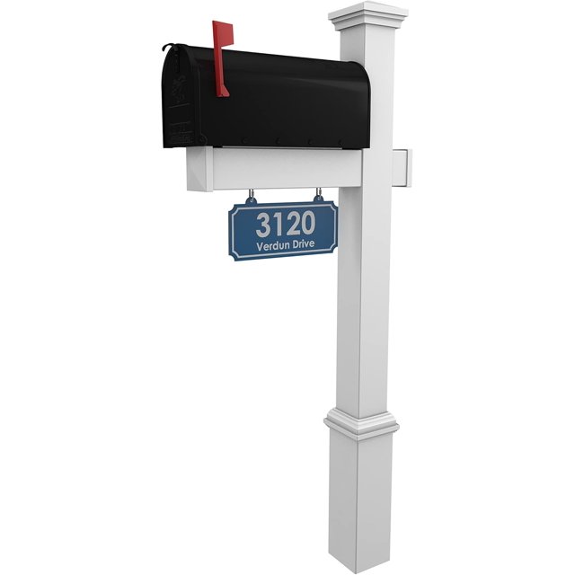 4Ever Products Vinyl Mailbox Post System Includes Black Steel Mailbox