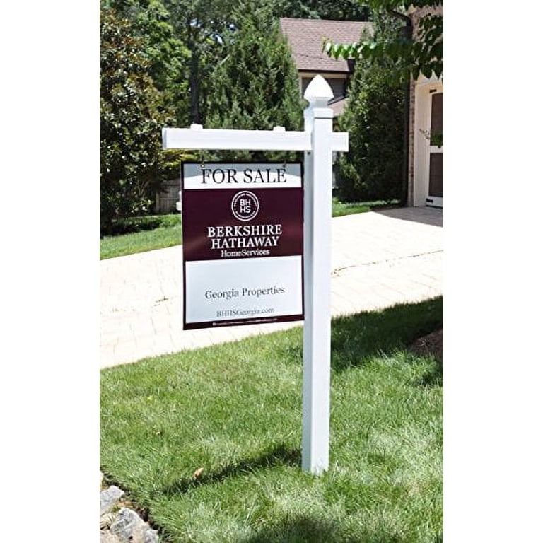 4Ever Real Estate Sign Post – 6ft White PVC Post With Steel Stake, No Digging Needed, 4-Pack For Agents