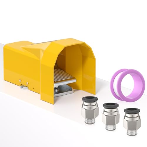 4F210-08LG Pneumatic Foot Switch, 5-Hole 2-Position 1/4 Adjustable Speed Foot Switch, Aluminum Normally Closed Desktop Pneumatic Foot Valve, Safety Anti-Slip$$Electrical