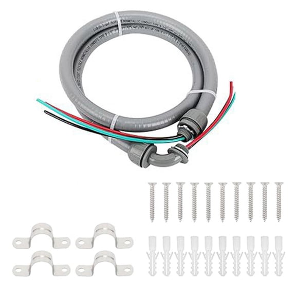 4FT Flexible Electrical Conduit 10 Gauge Wire with Ground Whip Assembly