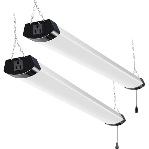 4FT 120W LED Shop Light Linkable, 13000lm(400w Equivalent), 5000K Utility Shop Lights for Garages, Workshops, Basements, Hanging or FlushMount, with Power Cord and Pull Chain, ETL, 2 Pack