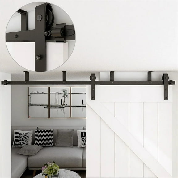 4FT-13FT Ceiling Mount Sliding Barn Door Hardware Kits Anti-rust Ceiling Bracket Barn Door Track For Single Door