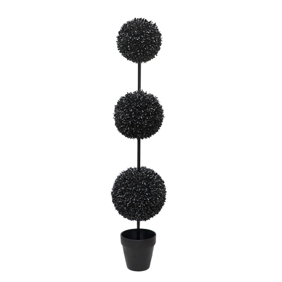 My Texas House Halloween Artificial 3-Ball Topiary, Black, 4'