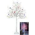 thumbnail image 1 of 4FT 4th of July Decoration, Lighted Patriotic Tree with 48 LED Red White Blue Star Lights Artificial Birch Tree for Indoor Party Flag Day Independence Day Decor, 1 of 13