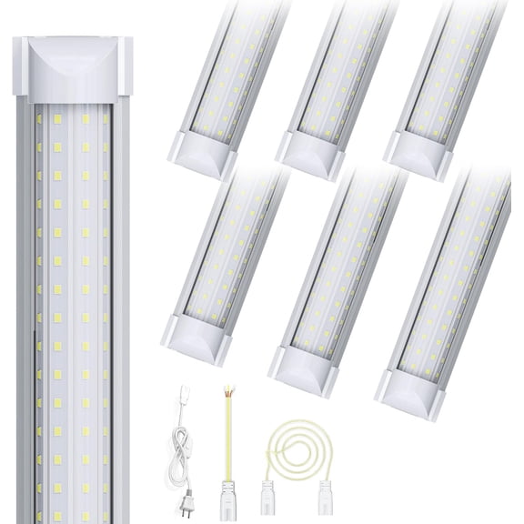 4FT 6 Pack Super Bright LED Shop Lights, 60W 9000LM 6000K Workbench Tube Light with 300 Wide Beam, T8 Linkable Ceiling Light Fixture for Garage, Warehouse, Barn, Gym, Basement Lighting