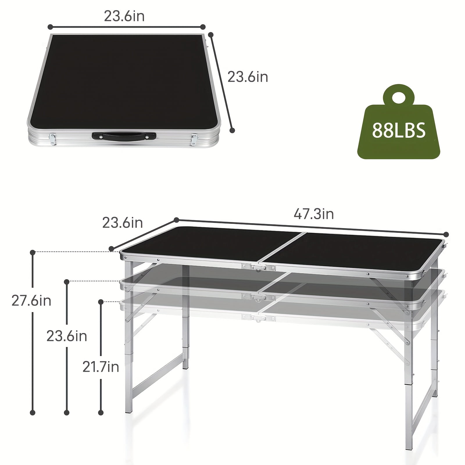 4FT/6FT Portable Folding Rectangular Table - Sturdy White Banquet Table ...