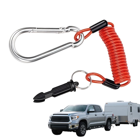 4FT/6FT Trailer & Boat Breakaway Cable,Breakaway Spring Cable | RV Electromagnetic Brake Stop Spring Cord with Nylon Pin for Towing Brake Controller