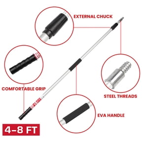 Hyper Tough Adjustable 4ft8ft Aluminum Extension Pole with Locking Collar
