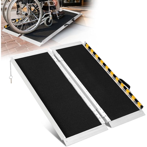 Garvee 4FT Aluminum Folding Wheelchair Ramp for Steps & Vehicles with 800 lbs Load Capacity & Non-Slip Surface