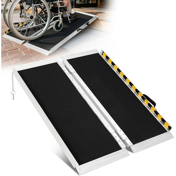 4FT Aluminum Wheelchair Ramp, Portable for Stairs & Cars, 800 lbs Capacity with Non-Slip Surface