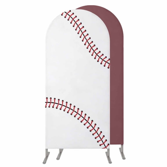 4FT Arch Backdrop Covers, Baseball Wedding Arch Cover Stretchy, Modern Minimalist Red Lines Chiara Arches Backdrop Stand Covers for Birthday Baby Shower Party Banquet Decor