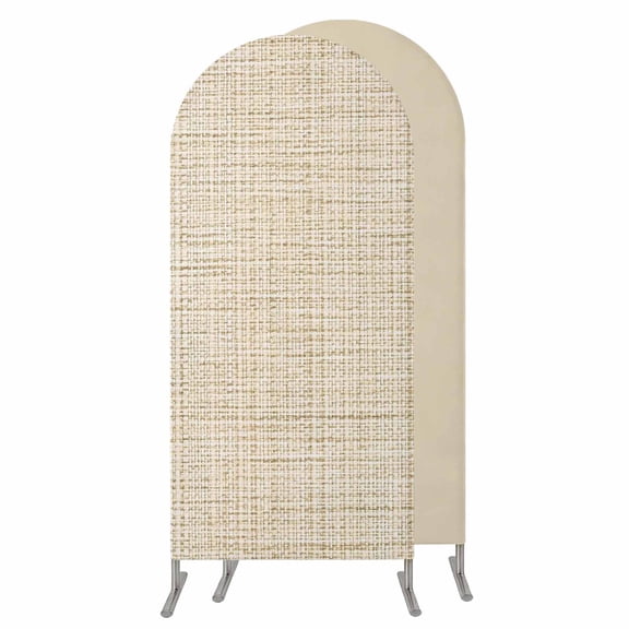 4FT Arch Backdrop Covers, Beige Rustic Wedding Arch Cover Stretchy, Vintage Farmhouse Beige Solid Color Chiara Arches Backdrop Stand Covers for Birthday Baby Shower Party Banquet Decor