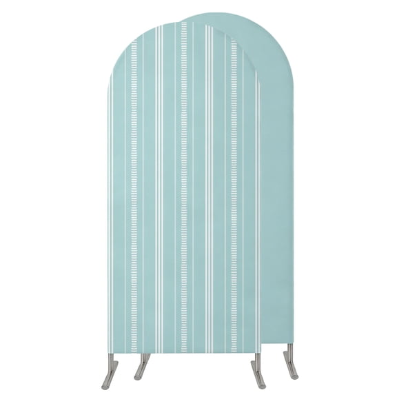 4FT Arch Backdrop Covers, Boho Mint Green Wedding Arch Cover Stretchy, Minimalist Farmhouse Striped Chiara Arches Backdrop Stand Covers for Birthday Baby Shower Party Banquet Decor