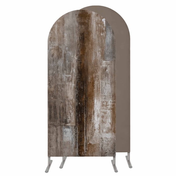 4FT Arch Backdrop Covers, Brown Wedding Arch Cover Stretchy, Retro Oil Painting Modern Abstract Art Aesthetics Chiara Arches Backdrop Stand Covers for Birthday Baby Shower Party Banquet Decor