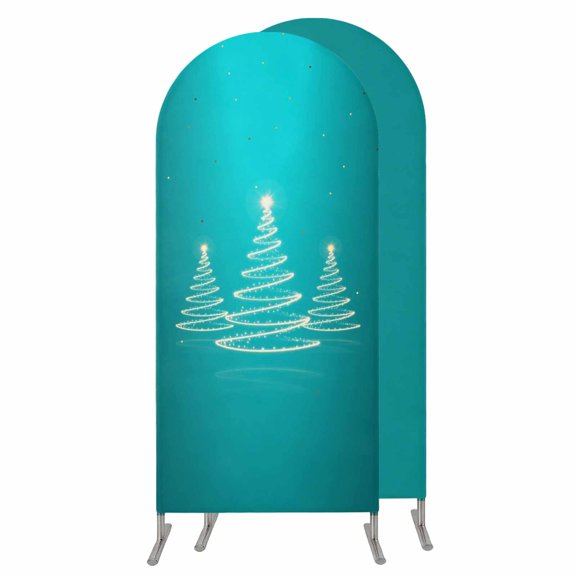 4FT Arch Backdrop Covers, Christmas Shinny Tree Wedding Arch Cover Stretchy, Xmas Light Stars Abstract Turquoise Chiara Arches Backdrop Stand Covers for Birthday Baby Shower Party Banquet Decor