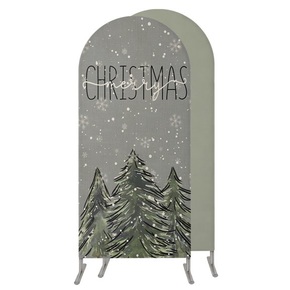 4FT Arch Backdrop Covers, Christmas Tree Wedding Arch Cover Stretchy, Xmas Tree Winter Snowflake Grey Rustic Chiara Arches Backdrop Stand Covers for Birthday Baby Shower Party Banquet Decor
