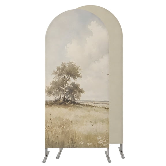 4FT Arch Backdrop Covers, Farmhouse Grassland Wedding Arch Cover Stretchy, Country Trees Pastoral Natural Scenery Chiara Arches Backdrop Stand Covers for Birthday Baby Shower Party Banquet Decor
