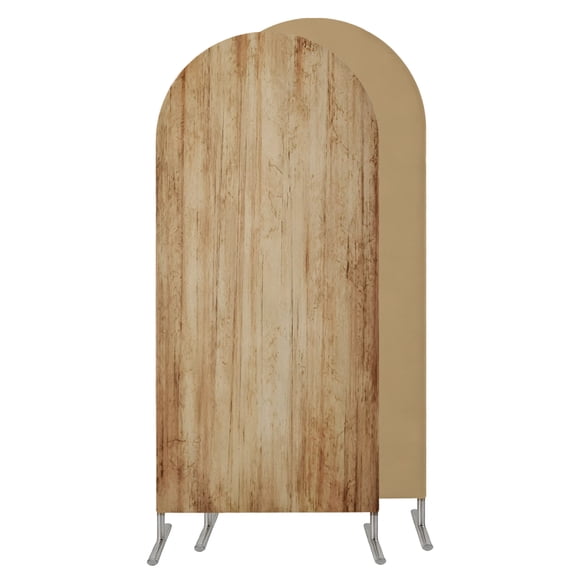 4FT Arch Backdrop Covers, Farmhouse Wooden Wedding Arch Cover Stretchy, Rustic Wood Grain Vertical Striped Chiara Arches Backdrop Stand Covers for Birthday Baby Shower Party Banquet Decor