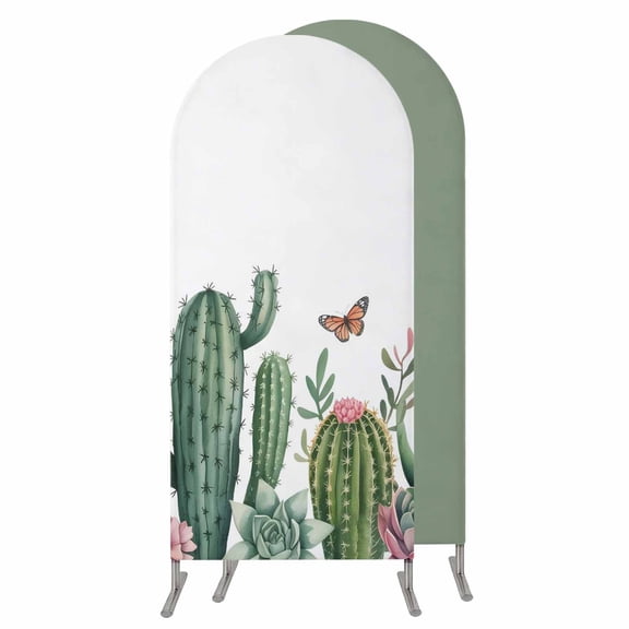 4FT Arch Backdrop Covers, Green Cactus Wedding Arch Cover Stretchy, Tropical Summer Botanical Watercolor Chiara Arches Backdrop Stand Covers for Birthday Baby Shower Party Banquet Decor
