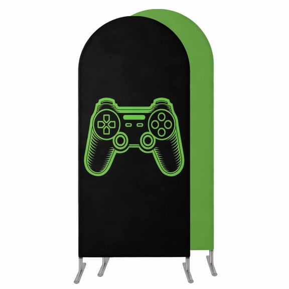 4FT Arch Backdrop Covers, Green Game Controller Wedding Arch Cover Stretchy, Modern Art Gaming Handheld Black Chiara Arches Backdrop Stand Covers for Birthday Baby Shower Party Banquet Decor