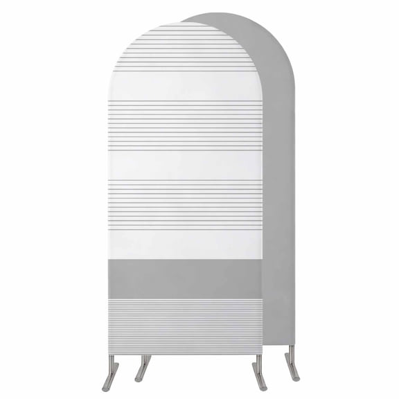 4FT Arch Backdrop Covers, Grey Stripe Wedding Arch Cover Stretchy, Modern Abstract Monochrome Geometric Chiara Arches Backdrop Stand Covers for Birthday Baby Shower Party Banquet Decor