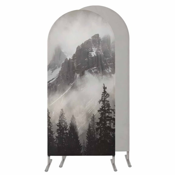 4FT Arch Backdrop Covers, National Parks Wedding Arch Cover Stretchy, Canadian Smokey Mountain Cliff Idyllic Chiara Arches Backdrop Stand Covers for Birthday Baby Shower Party Banquet Decor