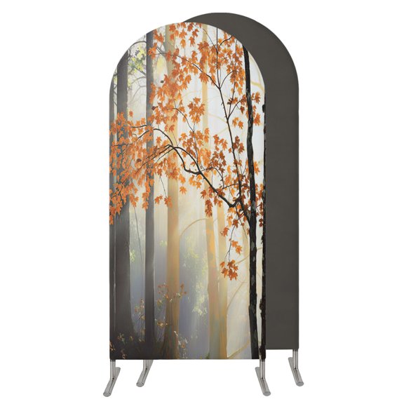 4FT Arch Backdrop Covers, Orange Botanical Tree Wedding Arch Cover Stretchy, Farmhouse Forest Chiara Arches Backdrop Stand Covers for Birthday Baby Shower Party Banquet Decor