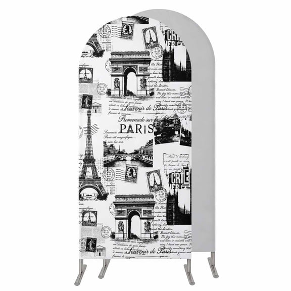 4FT Arch Backdrop Covers, Paris Tower Wedding Arch Cover Stretchy, Vintage Architectural Hand-Painted Aesthetic Chiara Arches Backdrop Stand Covers for Birthday Baby Shower Party Banquet Decor