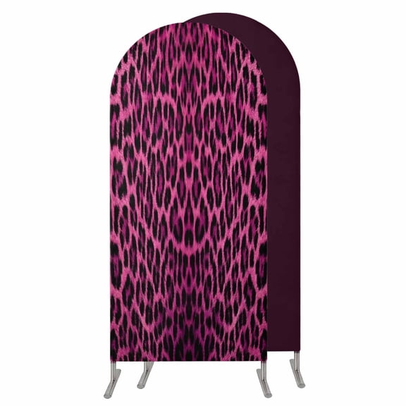 4FT Arch Backdrop Covers, Pink Leopard Print Wedding Arch Cover Stretchy, Retro Chic Abstract Animals Texture Chiara Arches Backdrop Stand Covers for Birthday Baby Shower Party Banquet Decor