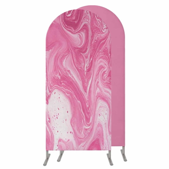 4FT Arch Backdrop Covers, Pink Marble Wedding Arch Cover Stretchy, Modern Ombre Abstract Fluid Aesthetic Art Chiara Arches Backdrop Stand Covers for Birthday Baby Shower Party Banquet Decor