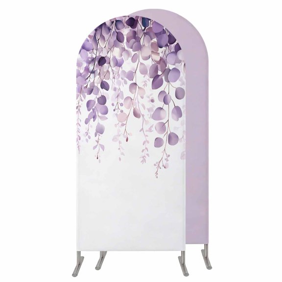 4FT Arch Backdrop Covers, Purple Eucalyptus Wedding Arch Cover Stretchy, Spring Botanical Plant Aesthetic Chiara Arches Backdrop Stand Covers for Birthday Party Photo Studio Backgrounds
