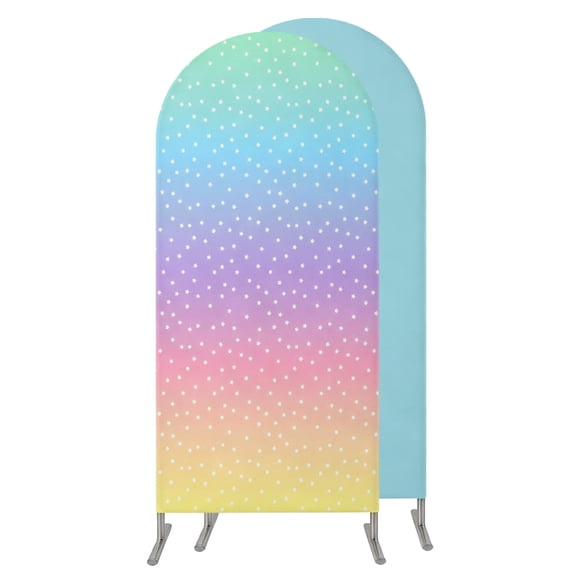 4FT Arch Backdrop Covers, Rainbow Wedding Arch Cover Stretchy, Colorful Gradient Abstract Polka Dots Boho Pastel Chiara Arches Backdrop Stand Covers for Birthday Baby Shower Party Banquet Decor