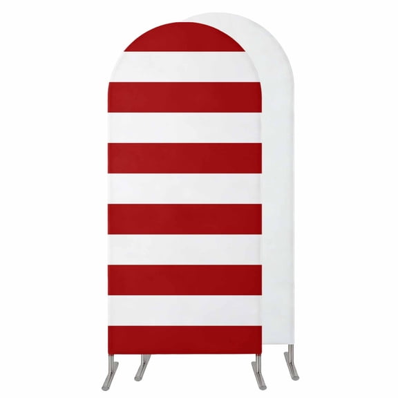 4FT Arch Backdrop Covers, Red Stripes Wedding Arch Cover Stretchy, Simple Red White Texture Chiara Arches Backdrop Stand Covers for Birthday Baby Shower Party Banquet Decor