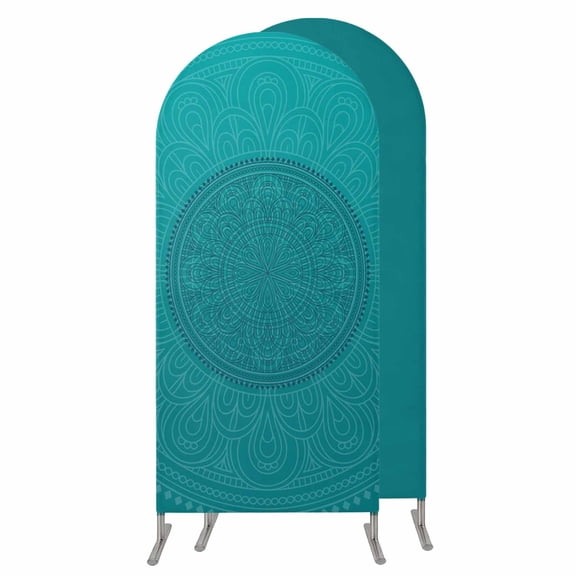 4FT Arch Backdrop Covers, Teal Boho Wedding Arch Cover Stretchy, Farmhouse Abstract Geometric Aesthetic Art Chiara Arches Backdrop Stand Covers for Birthday Baby Shower Party Banquet Decor